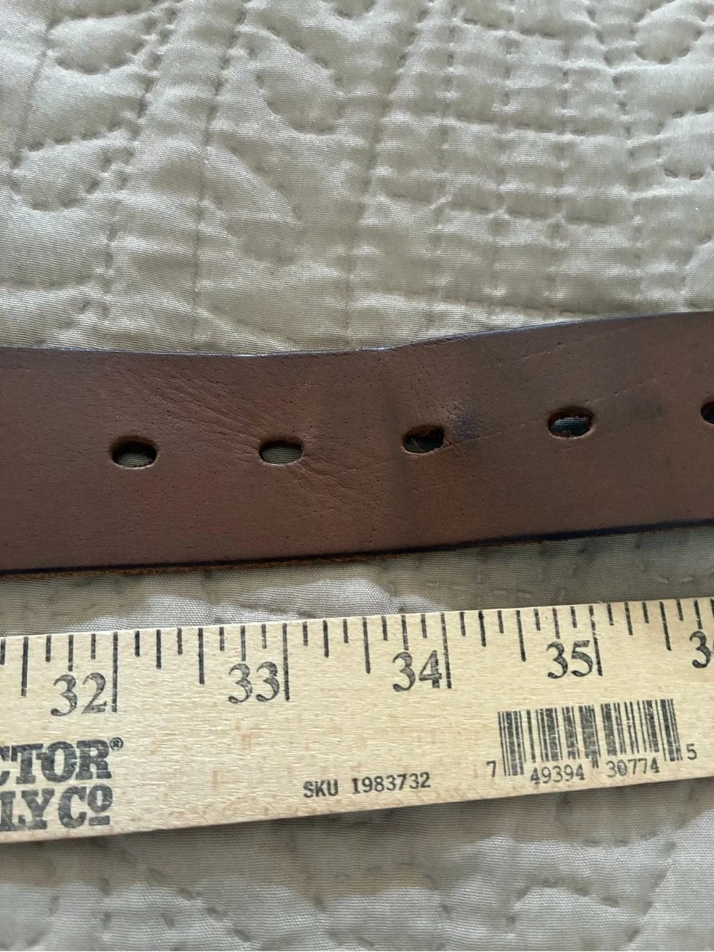 Timberland Cahill Brown Leather Belt Men’s Size 34 brass buckle
